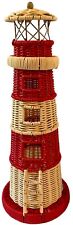 8” x 26” Rare Lighthouse Red Tan Wicker Rattan Rope Nautical Beach Decor picture
