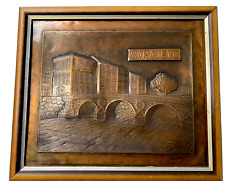 Vintage Artisan Hammered Copper Sarajevo Bridge Framed Art 13.25