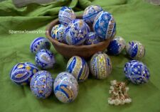 Hand painted Ukrainian Easter eggs Pysanky Chicken easter egg Easter decorations picture