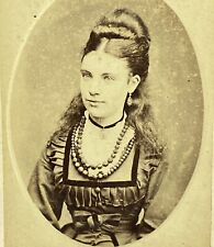 Antique CDV Photo Beautiful Young Woman Blue Eyes Gorgeous Extravagant Hair picture