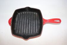 Le Creuset France 20 Enameled Cast Iron Grill Pan Skillet Flame Red 8” picture