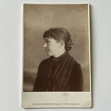 Antique Cabinet Card Photograph Beautiful Young Demure Woman Profile Boston MA picture