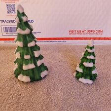 2 Vintage  Christmas Trees, porcelain Town square  picture