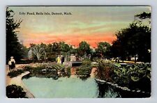 Detroit MI-Michigan, Belle Isle Park, Lily Pond, Antique Vintage Postcard picture