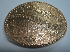 NFR 1989 GOLD National Finals Rodeo Buckle New in Shrink wrap, Numbered 35 picture