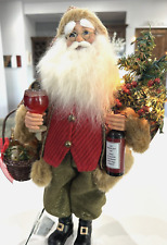 Karen Didion Original Christmas Santa Wine and Friends Merlot & Chardonnay 17.5” picture