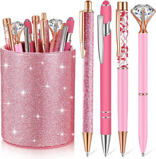 8 PCS- Ballpoint Pens with Glitter Pen Holder for Desk Metal Crystal Diamond picture