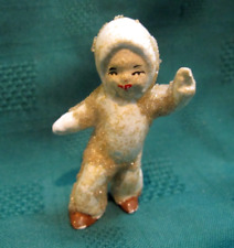 Antique Rare 1930-40's WWII Christmas Bisque Snow Baby gold sugaring 2-1/2