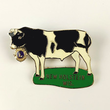 Vintage 1979 New Holstein Wisconsin Dairy Cow Lions Club Metal Enamel Lapel Pin picture