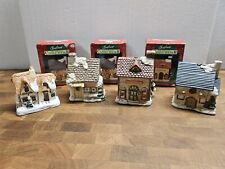 Christmas Fine Porcelain Candle Holder Houses & Dickens Cratchit Home LOT picture