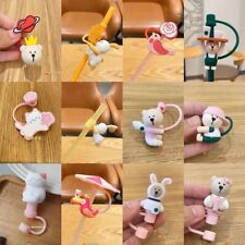 New Hot Starbucks Straw Toppers Cute Animal Cup Fitting Silicone Straw Dust Plug picture
