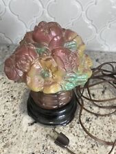 Tiffin-RARE HTF Antique Franciscan Glass Basket of Flowers Table lamp 1920 picture