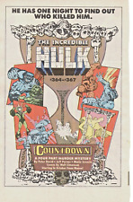 1989 THE INCREDIBLE HULK Countdown 364-367 Marvel Comics Promo PRINT AD ART picture