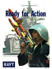 1959 Navy Window Recruitment Sign Poster Ready For Action 8 1/2 x 11 picture