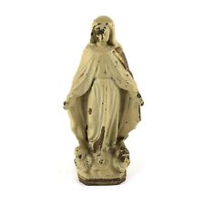 Antique French Painted Metal Mary Our Lady of Lourdes Religious Statue 5.75
