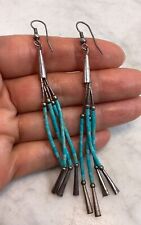 Old Pawn VTG Santo Domingo Or Navajo Sterling Silver Turquoise Heishi Earrings picture