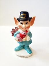 Vintage Rare Japan November Thanksgiving Pilgrim Pixie Elf Ceramic Figurine picture