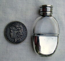 FINE SCARCE ANTIQUE SMALL GLASS POCKET NIPPER FLASK WITH CUP~1890s - EARLY 1900s picture