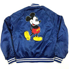 Vtg 80s Mickey Mouse Varsity Jacket Disney Nylon Satin Coaches USA Chalk Line M picture