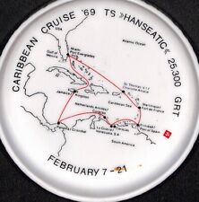 Caribbean Cruse TS Hanseatic Hamburg AL 1969 Ceramic Tip Tray w/ Route Map VGC picture
