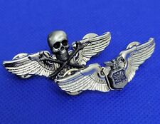 USAF AIR FORCE Aviation SKULL BONES CCT PJ PILOT WINGS LAPEL HAT PINS Badge SET picture