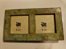 Iron Patina 7x4 Double Photo Frame For.two 2x2 Pictures Heavy picture