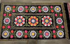 Suzani Wall/Furniture Decor. Vintage Uzbek Handmade Embroidery 80x51in. picture