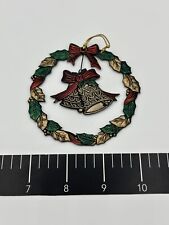 Vintage Christmas Ornament Metal Wreath with Dangling Bell - Russ Berrie   picture