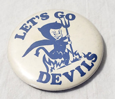Vintage Let's Go Devils Team Spirit Badge Button Pin Pinback BL/wh 1975 Wincraft picture