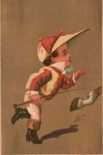 1880s-90s Young Boy Dressed as a Horse Jockey Gold Background Trade Card picture
