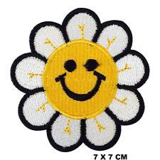 Sun Flower Happy Logo Embroidered Patch Iron On/Sew On Patch Batch For Clothes picture