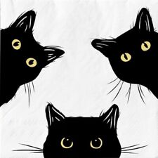 (2) Two Paper Lunch Napkins for Decoupage/Mixed Media - Black Cats Peeking picture
