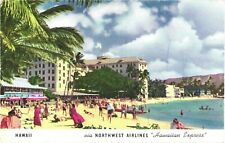 Beach Scene At Hawaii, Via Northwest Airlines, Hawaiian Express Postcard picture