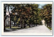 c1920's Elm Street Highway Lined Trees Houses Webster City Iowa Vintage Postcard picture