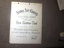 Vintage 1947 US Army Air Forces Reserve Training Encampment Certificate picture