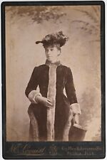 C. 1880s CABINET CARD N.E. LOQUIST GORGEOUS LADY IN FANCY DRESS PEORIA ILLINOIS picture