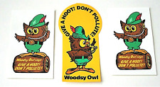 Set Of 3 Woodsy The Owl Give A Hoot Don't Pollute 1990s Stickers New NOS picture