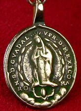 ANTIQUE 18TH CENTURY MARYS IMMACULATE HEART GUADALUPE MEXICO SHRINE BRONZE MEDAL picture