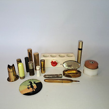 Vintage Bullet Lipstick and Makeup Lot Used Partial Full Empty Holder Case Tube picture