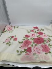 Shabby Chic Vintage Granny Cottage Core White Pink Roses Blanket picture
