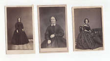 3 Lot GREAT CDV Fashion Women Big Fancy Dresses Antique 1870's Elegant Costume picture
