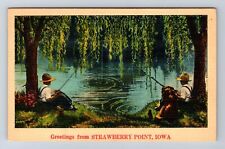 Strawberry Point IA- Iowa, General Greetings, Lake View Fishing Vintage Postcard picture