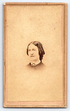 Original Old Vintage Antique Real CDV Photo Beautiful Lady Dress West Meriden CT picture