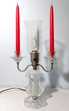 Art Deco Crystal Double Candelabra Boudoir Lamp Hand Cut Glass Shade picture
