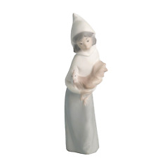 Lladro Matte Finish Girl Shepherdess with Rooster Chicken 8