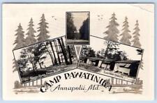 1933 RPPC ANNAPOLIS MARYLAND MD CAMP PAWATINIKA SLEEPING SHACKS RIVER POSTCARD picture