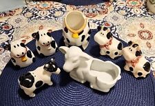 💖Adorable Vintage Holstein Bell Cow Salt And Pepper Shakers Ceramic picture