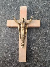 Vintage/Antique Bethlehem Stone & Pewter Crucifix Jesus 6
