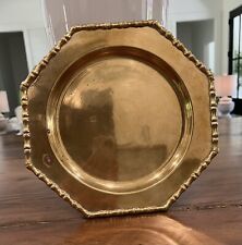 vintage hollywood regency brass plate with faux bamboo edge 10 1/4” picture