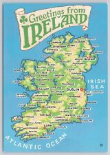 Greetings From Ireland Map of Irish Cities Postcard picture